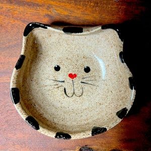 Small Handmade Pottery Cat Dish